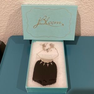 J Bloom necklace, black tassel, silver tone, NEW IN BOX